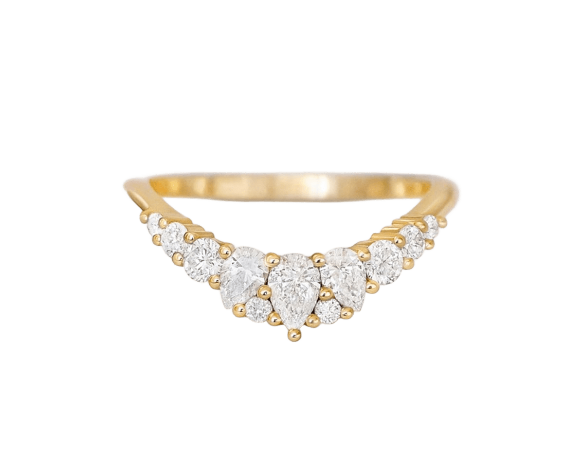 Diamond V-Shaped Gold Ring