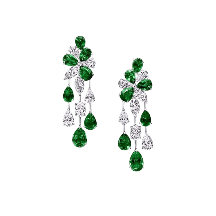 Luxury Emerald Chandelier Earrings